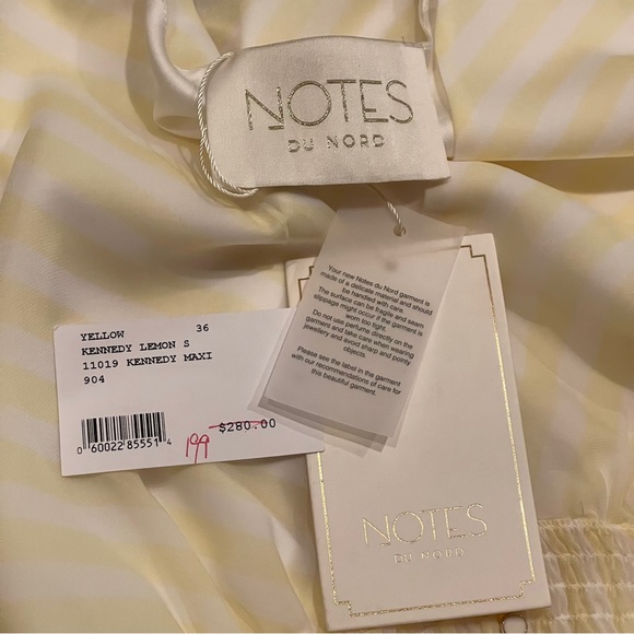 Notes Du Nord Kennedy Maxi Dress Yellow White Stripe 36 Small NWT - Picture 4 of 12